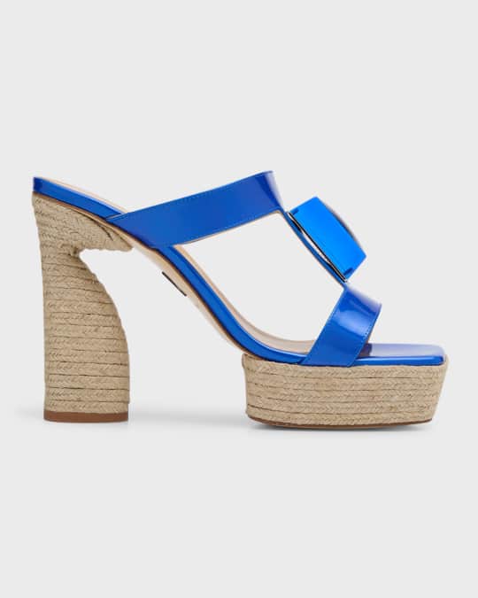 Patent Jewel Cube Espadrille Sandals