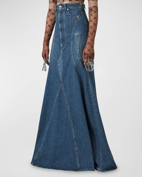 Denim Trumpet Maxi Skirt