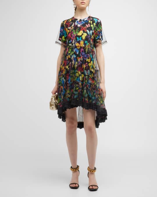 Alice + Olivia Dreema Tulle Shirt Mini Dress | Neiman Marcus