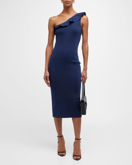 Ralph Lauren Collection Ruffle One-Shoulder Midi Cocktail Dress | Neiman  Marcus