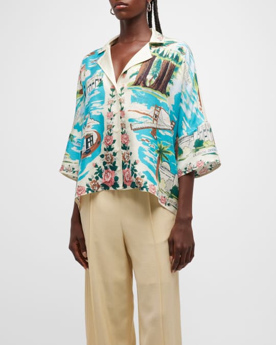 Amiri Hawaiian Silk Bowling Shirt | Neiman Marcus