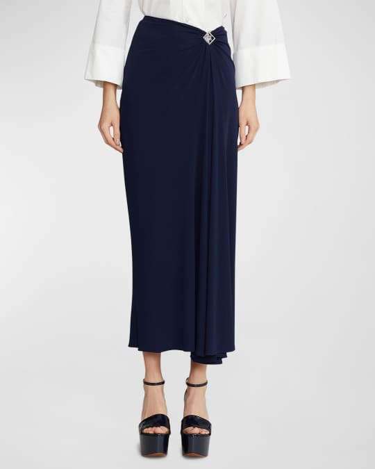 Margarethe Jersey Midi Sarong Skirt with RL Clasp