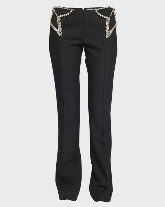 Stella McCartney Star Embellished Cutout Slim-Leg Pants | Neiman Marcus