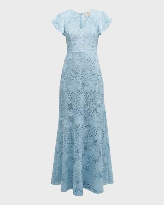 Shoshanna Short Sleeve V Neck Lace Maxi Dress Neiman Marcus