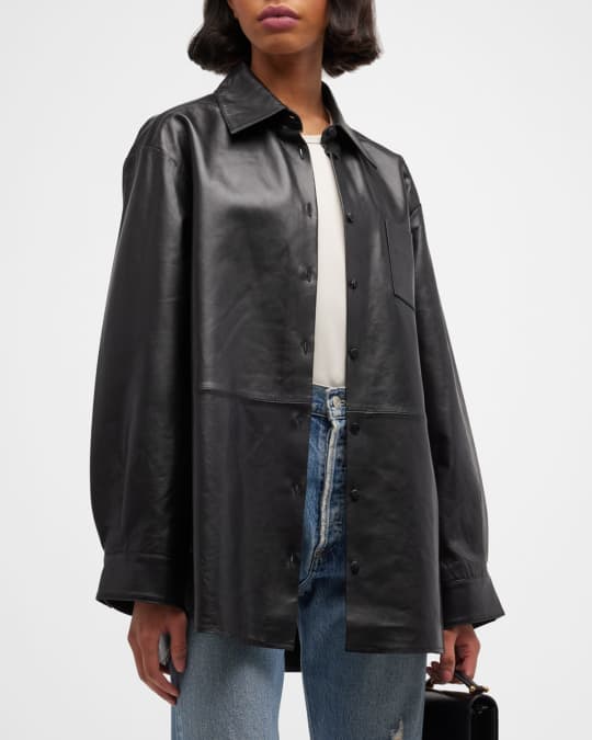 Oversized leather shirt outlet