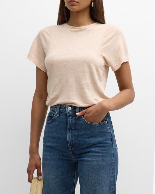 Toteme Curved Seam Linen Short-Sleeve T-Shirt | Neiman Marcus