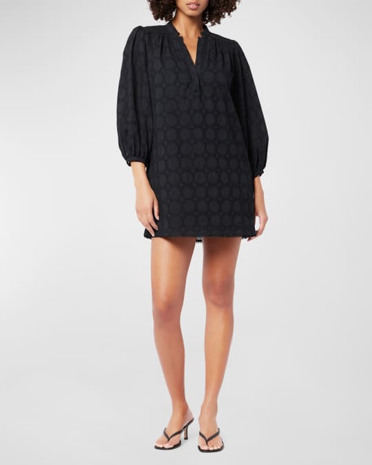 Joie Olive Blouson Sleeve Eyelet Mini Dress Neiman Marcus