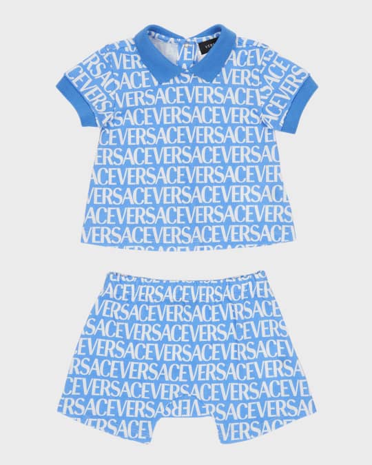 Versace Boy's Repeated Logo-Print Two-Piece Top And Shorts Set, Size  Newborn-18M | Neiman Marcus