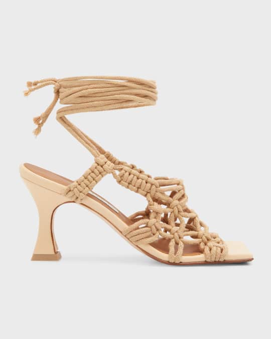 Miista Stephanie Braided Rope Ankle-Tie Sandals | Neiman Marcus