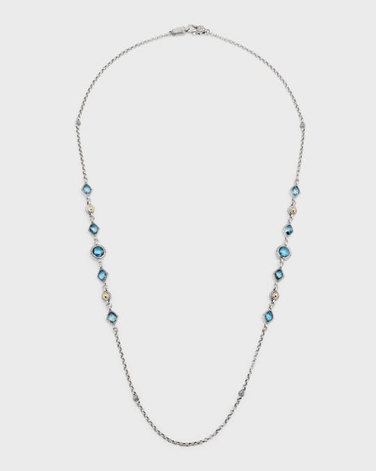 18K Gold and Sterling Silver Blue Spinel Necklace