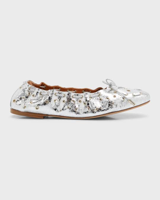 Chloe Oracia Grommet Metallic Ballerina Flats Neiman Marcus