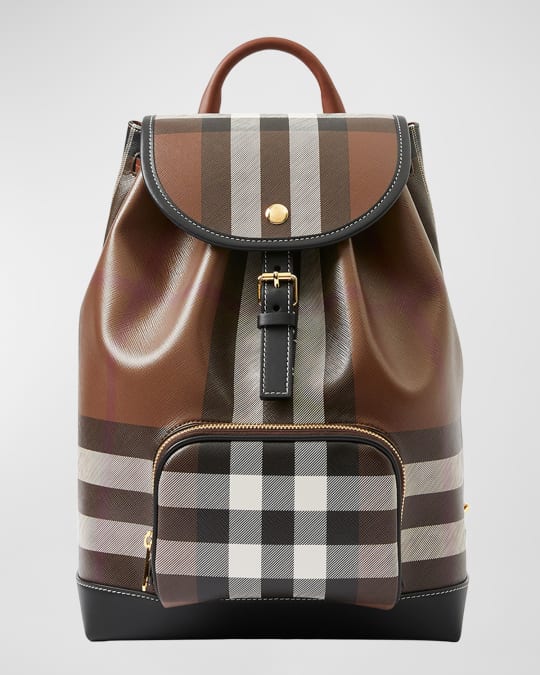 Burberry Check Flap Drawstring Backpack | Neiman Marcus