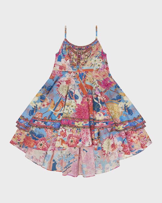 KIDS ROUND NECK TIERED DRESS 4-10 GRAFFITI THE WORLD
