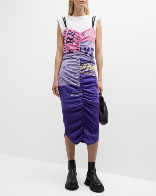 Rentrayage First Look Patchwork Ruched Midi Dress - Limited Edition |  Neiman Marcus