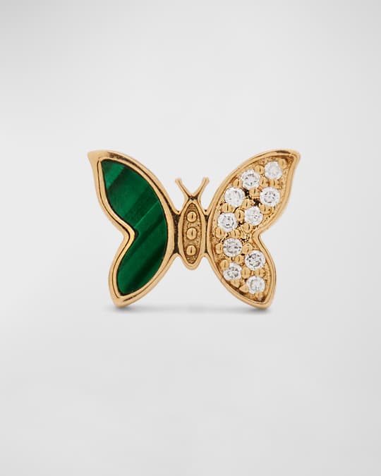 14k Gold Tiny Pave Diamond Butterfly Earring