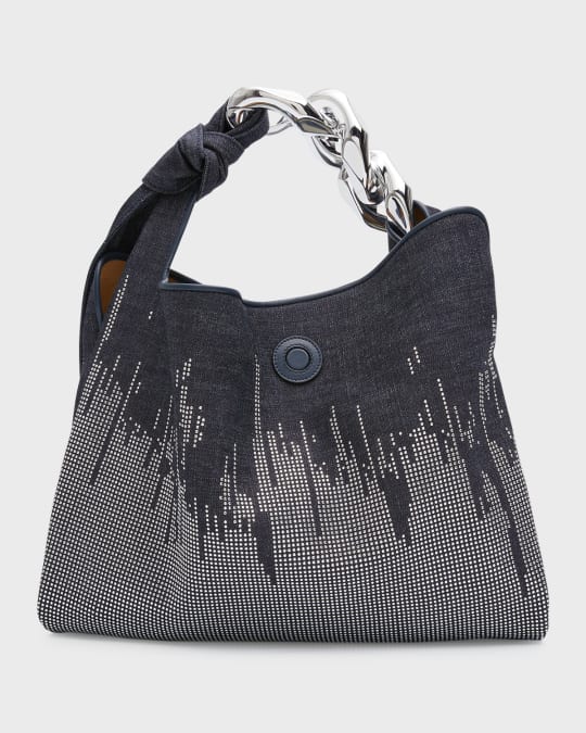 Small Embellished Denim Hobo Bag