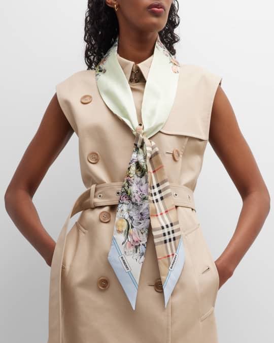 Floral Silk Skinny Scarf
