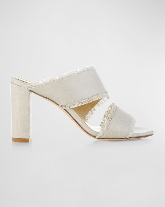 Fringe block heel sandal top