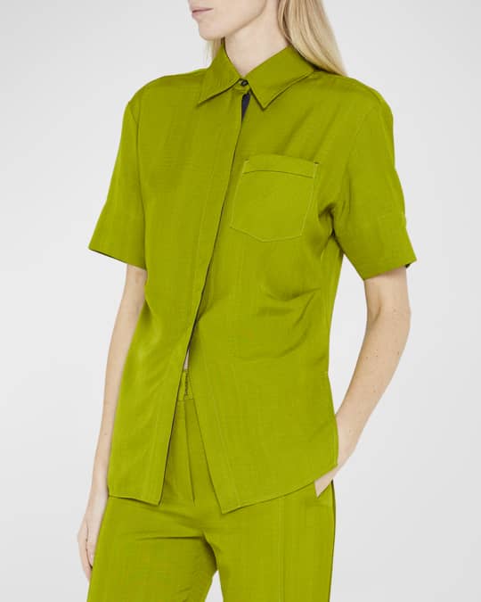 Victoria Beckham Short-Sleeve Button-Front Shirt | Neiman Marcus