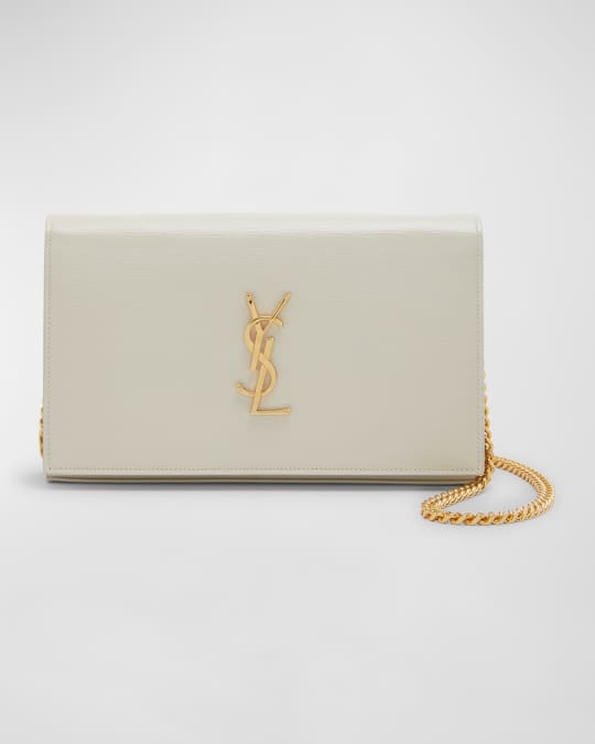 Saint Laurent Kate Medium YSL Wallet on Chain in Croc