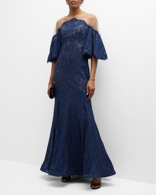 Rene Ruiz Collection Illusion Neck Lace Trumpet Gown Neiman Marcus