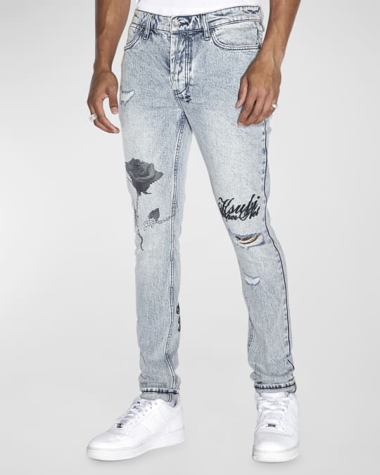 Ksubi Men's Van Winkle Pixel-Print Skinny Jeans | Neiman Marcus