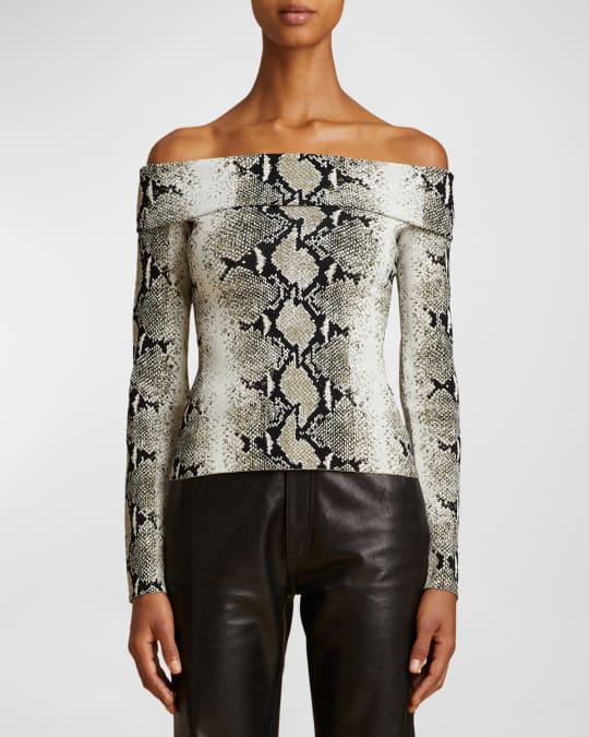 Snakeskin off the shoulder top deals