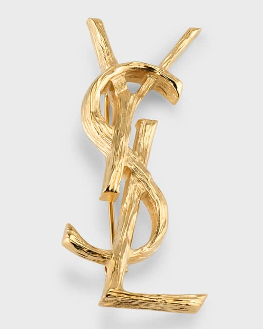 Saint Laurent Textured YSL Brooch | Neiman Marcus