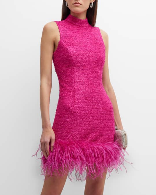 Palais Feather-Trim Cutout Tweed Mini Dress