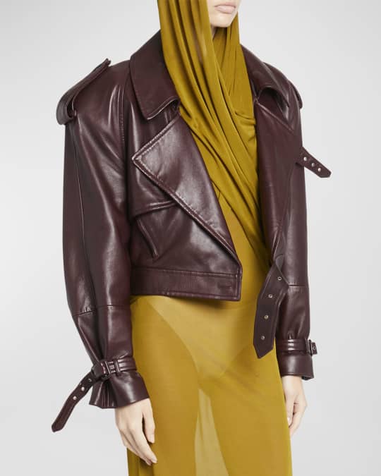Cropped Moto Leather Jacket