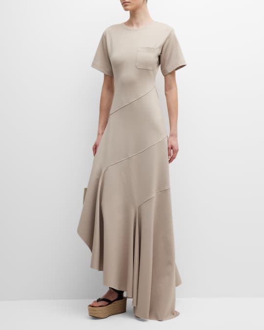 Max Mara Liguria Diagonal Draped Maxi T-Shirt Dress | Neiman Marcus