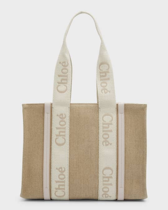 Woody Small Linen Canvas Tote - Marrón