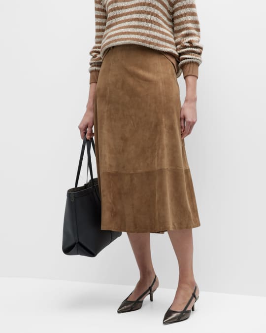 Suede a line midi skirt 2025