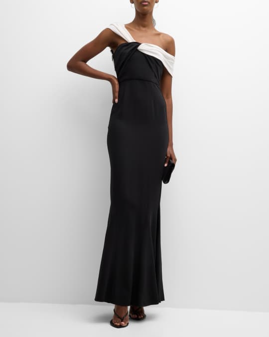 Roland Mouret Asymmetric Twisted Stretch Cady Gown | Neiman Marcus