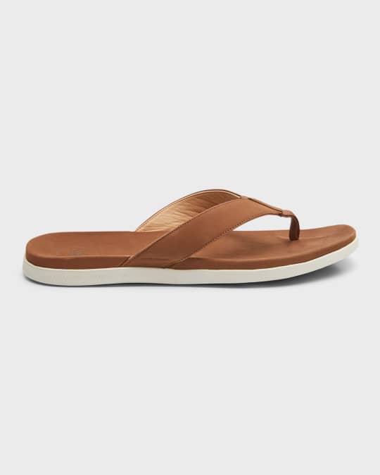 Peter Millar Men s Crown Leather Flip Flops Neiman Marcus
