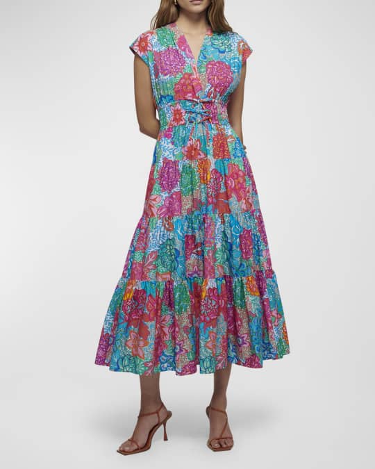 Derek Lam 10 Crosby Fatima Floral A-Line Midi Dress | Neiman Marcus