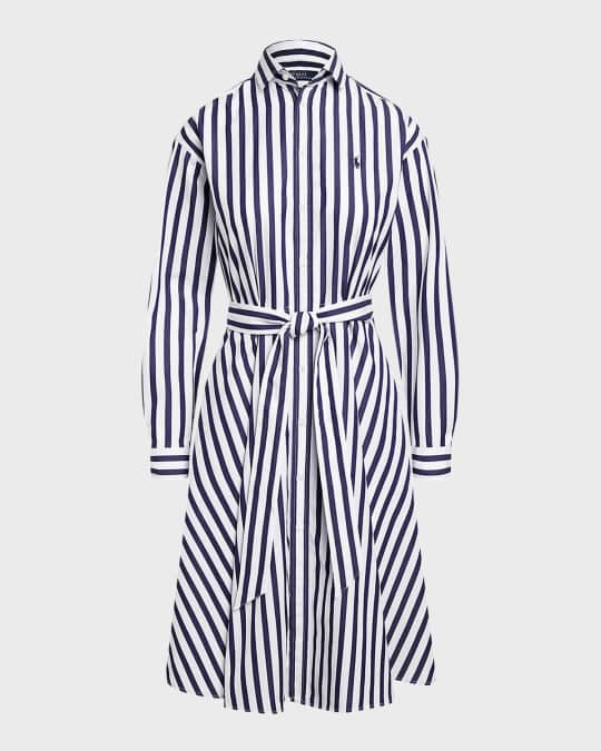 Polo Ralph Lauren Belted Striped Cotton Shirtdress | Neiman