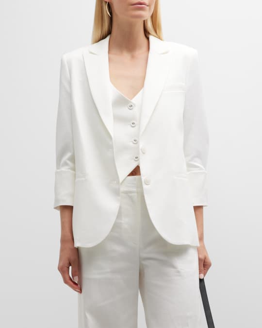 Linen sale boyfriend blazer