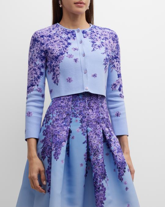 Robe Crayon Oscar De La Renta + Cardigan Floral - Neuve Avec étiquettes, Taille XS S 2 4