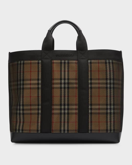 Burberry Men's Ormond Mesh Check Tote Bag | Neiman Marcus