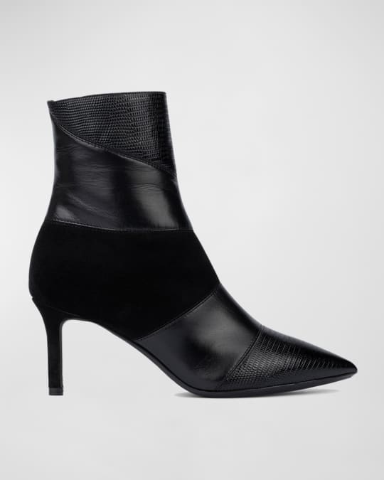 Malania Mixed Leather Stiletto Booties