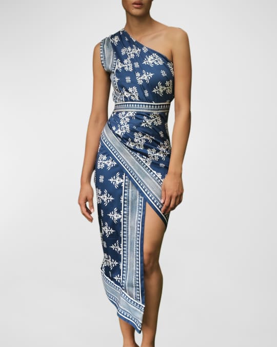 Andres Otalora Wanano Asymmetric One-Shoulder Poplin Midi Dress | Neiman  Marcus