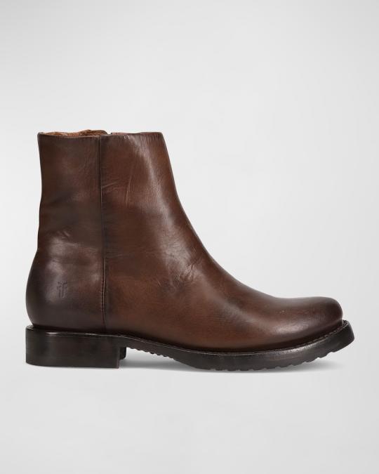 Frye Veronica Leather Zip Booties | Neiman Marcus