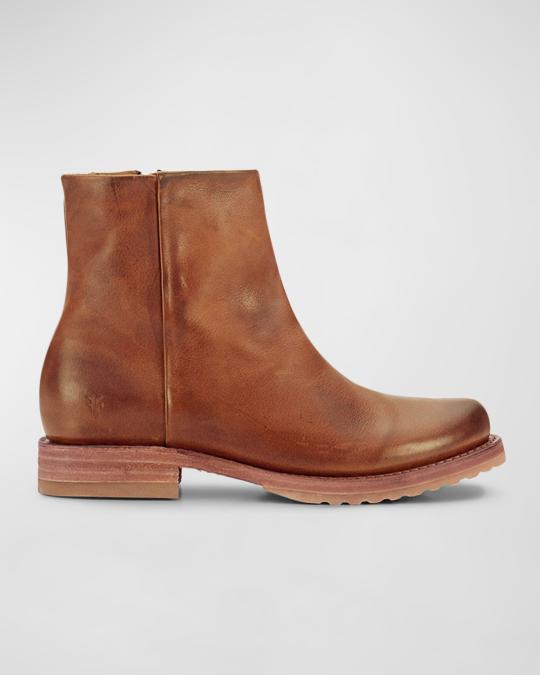 Frye Veronica Leather Zip Booties | Neiman Marcus