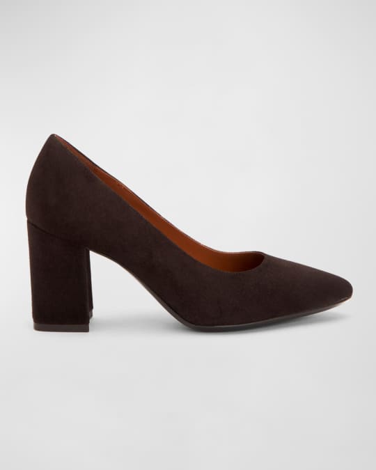 Aquatalia Peony Suede Block-Heel Pumps Neiman Marcus