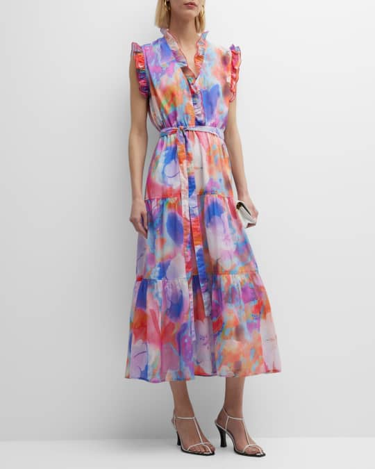 knee length dresses for ladies All-over print long sleeve midi dress – NATE CATO Luxury Clothing