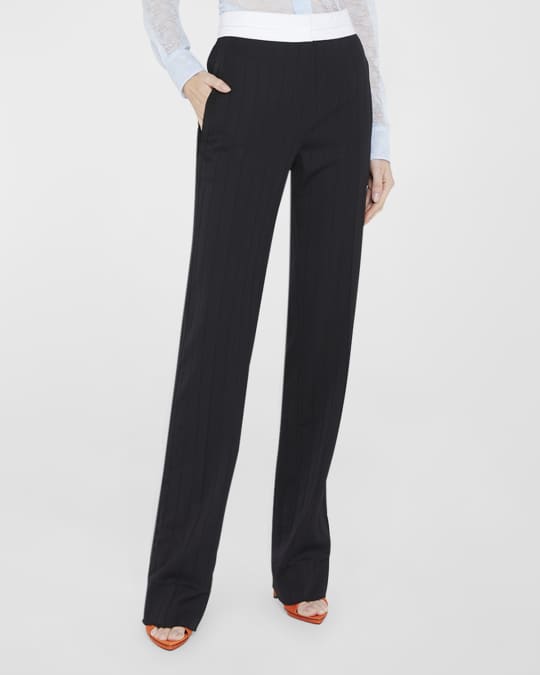 Victoria Beckham Side-Seam Striped Straight-Leg Trousers
