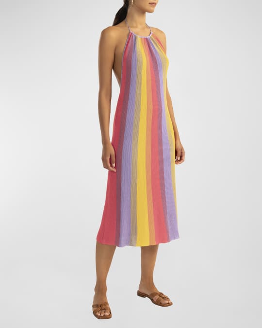 Shoshanna Striped Halter Knit Midi Dress | Neiman Marcus
