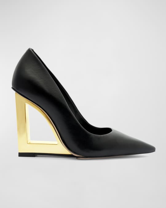 Schutz Filipa Metallic Heel Pumps Neiman Marcus