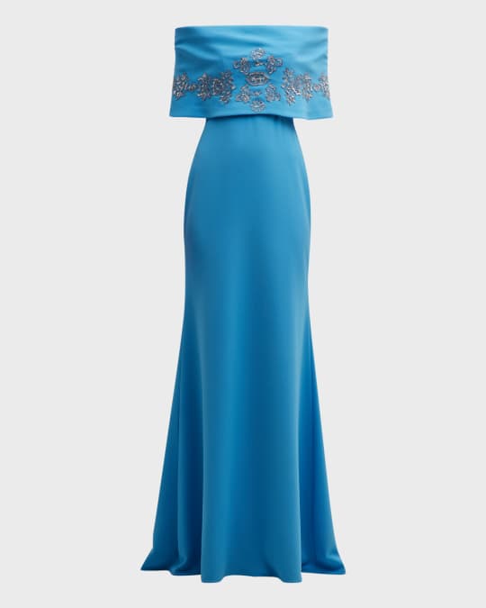 Off Shoulder Gown with Beaded Embellishments